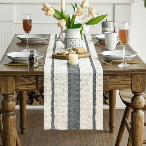 Artoid Mode Dark Green Rustic Woven Table Runner 12x36 Inch - color: Dark Grey, size: 12" x 36", Table Runner