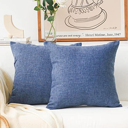 Home Brilliant 16x16 Pillow Covers Square Pillowcases Accent Pillow Covers for Bedroom, 16 inches, Set of 2, Navy Blue - color: Navy Blue, size: 16" x 16" (Pack of 2)