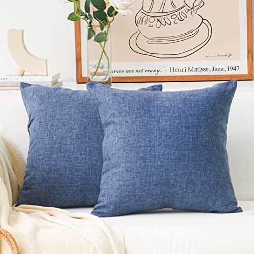 Home Brilliant 16x16 Pillow Covers Square Pillowcases Accent Pillow Covers for Bedroom, 16 inches, Set of 2, Navy Blue - color: Navy Blue, size: 16" x 16" (Pack of 2)