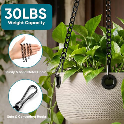 30 Inch Metal Chain for Hangings, Black Chains, with Safety Hooks - color: Black