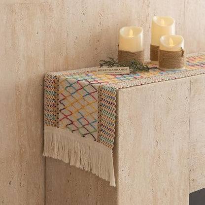 Keketoarrange Boho Macrame Table Runner 12x48 Inch - color: Colorful, size: 48"L