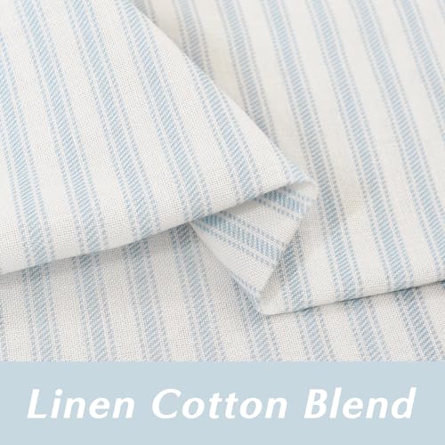 Lino Rosa Pinch Pleat Small Curtains with Hooks for Bathroom Windows Striped Kitchen 20 Inch Length Light Blue - color: Light Blue, size: 24"W x 20"L (Pack of 2)