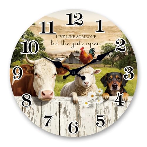 Funny Farm Animals Wall Clock Battery Operated 12 Inch - color: Colorful, size: 12 Inch