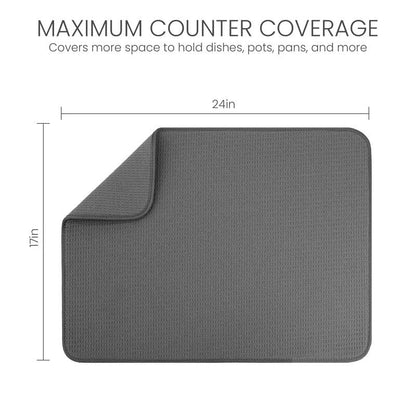 Bellemain Dish Drying Mat, Drying Matt Kitchen Counter, 17 x 24 Inch, Grey - color: Dark Gray, size: 17" x 24"