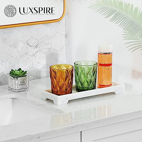 Luxspire Marble Tray for Soap Dispenser Perfume Jewelry, S, Marble White - color: B - White Marble, style: Small