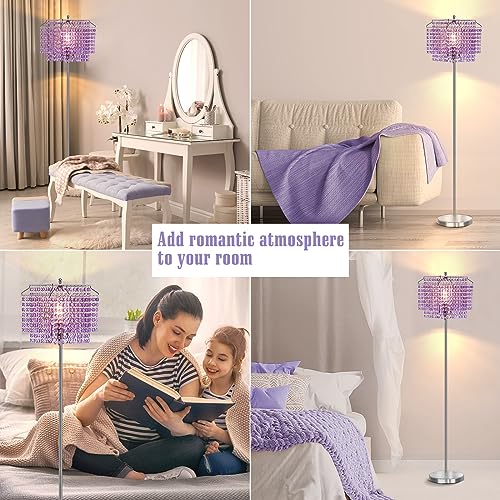 Crystal Floor Lamp Purple, 64" Tall Standing Lamps Elegant Floor Lamp - color: Purple