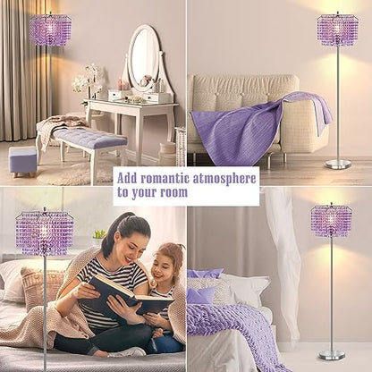 Crystal Floor Lamp Purple, 64" Tall Standing Lamps Elegant Floor Lamp - color: Purple