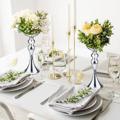 Sadnyy 16 Pcs Silver Metal Flower Vase, 12.6 Inch Wedding Table Centerpiece - color: Silver, size: 12.6 Inch