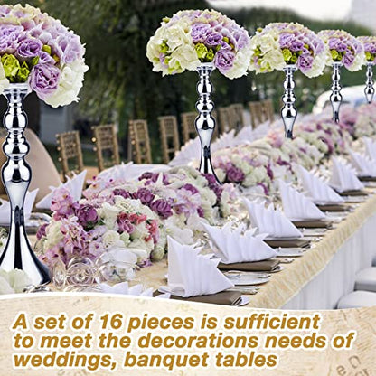 Sadnyy 16 Pcs Silver Metal Flower Vase, 15 Inch Wedding Table Centerpieces - color: Silver, size: 15 Inch