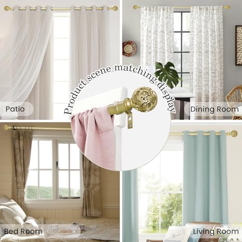 Ycolnaefllr Carved Leaf Curtain Rod,Gold, Adjustable 36-88" - color: Warm Gold, size: 36-88"