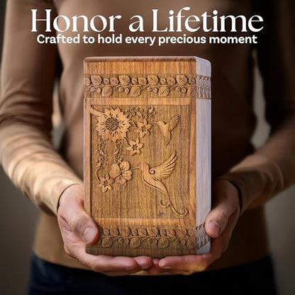 Hummingbird Wooden Urn for Human Ashes, XX-Large 640 Cu in, Rosewood - color: Hummingbird Rosewood, size: XX-Large (640 cu in)