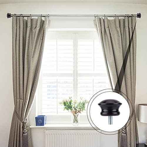 GORGECRAFT 4PCS 1x1 Black Drapery Round Curtain Rod Finials Roman Shower Curtain Rods with Screws Plastic Small Mushroom Shape Replacement Decorative Mini Head Caps for 5/8 Inch Dia Rod M5 Thread Dia