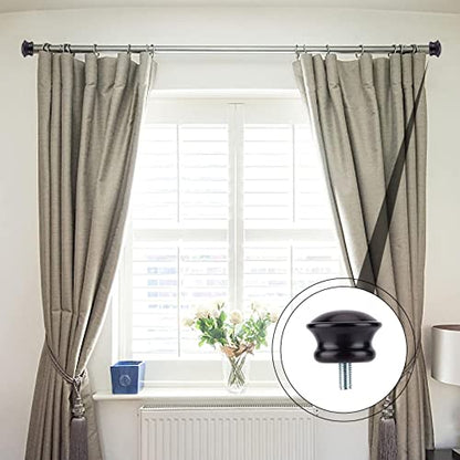 GORGECRAFT 4PCS 1x1 Black Drapery Round Curtain Rod Finials Roman Shower Curtain Rods with Screws Plastic Small Mushroom Shape Replacement Decorative Mini Head Caps for 5/8 Inch Dia Rod M5 Thread Dia