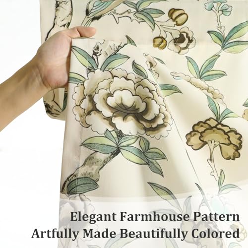 Leeva Rustic Farmhouse Cafe Curtains for Kitchen, Rod Pocket Small Window Curtains Over Sink, 30" x 30", Plants & Birds & Butterfly Print on Beige - color: M9, size: 30"W x 30"L (Pack of 2)