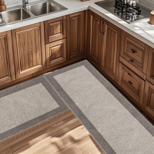 Kitchen Rugs Set (24" x 36"+ 24" x 60"), Runner Rug Roll Packing - color: Beige, size: 24" X 36"+ 24" X 60"