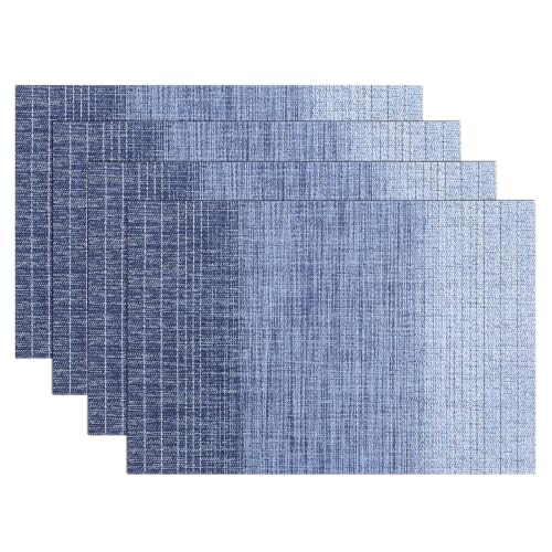 SHACOS Gradient Blue Woven Placemats Set of 4 Place Mats Indoor Outdoor - color: Gradient Blue, size: Set of 4