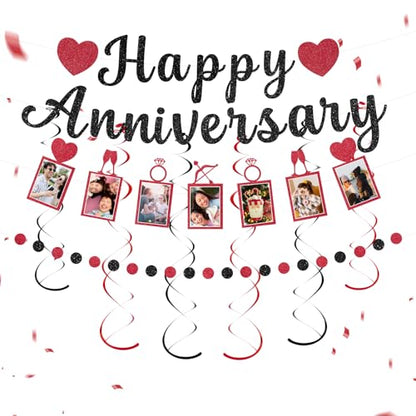 Happy Anniversary Decorations Black Red Party Decoration Set