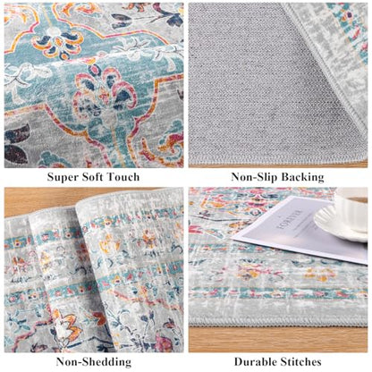 Pauwer Area Rug 2x3, Small Non Slip Washable Entryway Rugs, Grey Multi - color: Grey Multi, size: 2' x 3' (Rectangular)