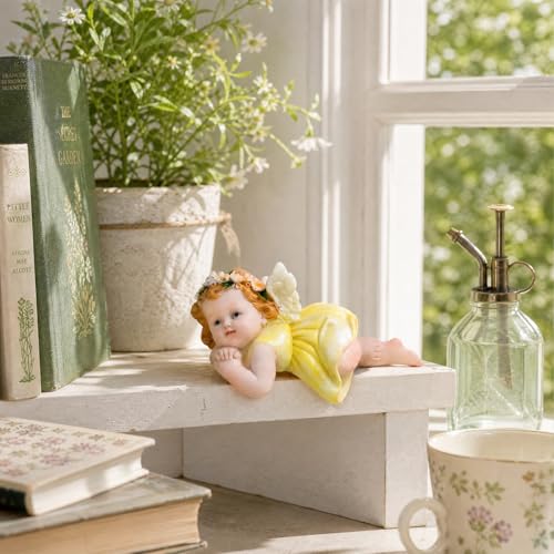 XJar Resin Garden Fairy Figurine, Lying Hand Painted Yard Decor Statue - color: Fairy - Prone Posture