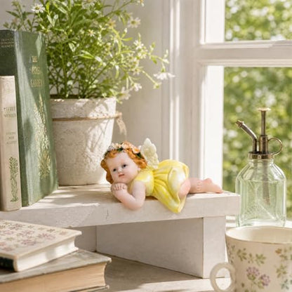 XJar Resin Garden Fairy Figurine, Lying Hand Painted Yard Decor Statue - color: Fairy - Prone Posture