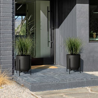 Veradek Mason Series Raised Lima Planter - Round Planter with Stand - color: Black, size: 15 inch