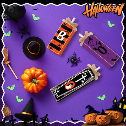 Britimes Witch Tiered Tray Signs, Rustic Firework, 3 Pack, Wooden - style: Halloween Boo