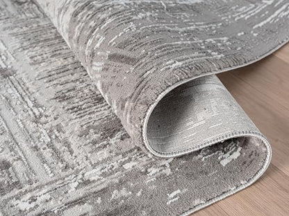 5x7 Gray Modern Abstract Area Rug for Living Room - color: 1001 - Gray, size: 5' x 7' (Rectangular)