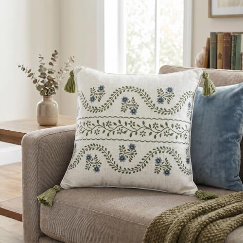 ISAENNE Designer Printed Square Throw Pillow Cover,Set of 2,18"x18" - color: Mosella D, size: 18" x 18" (Pack of 2)
