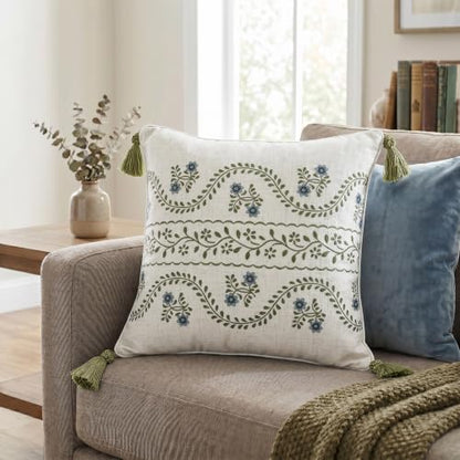 ISAENNE Designer Printed Square Throw Pillow Cover,Set of 2,18"x18" - color: Mosella D, size: 18" x 18" (Pack of 2)
