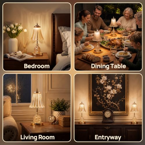 Flower Battery Operated Rechargeable Lamp Cordless, Skirt, Amber - color: Amber-Skirt