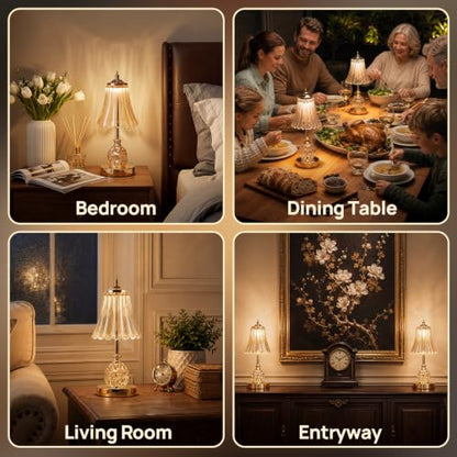 Flower Battery Operated Rechargeable Lamp Cordless, Skirt, Amber - color: Amber-Skirt
