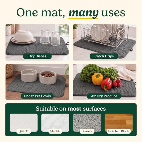 Cuisinart Dish Drying Mat for Kitchen Counter, 2-Pack XL 18"x24" - color: Geostripe Dark Gray