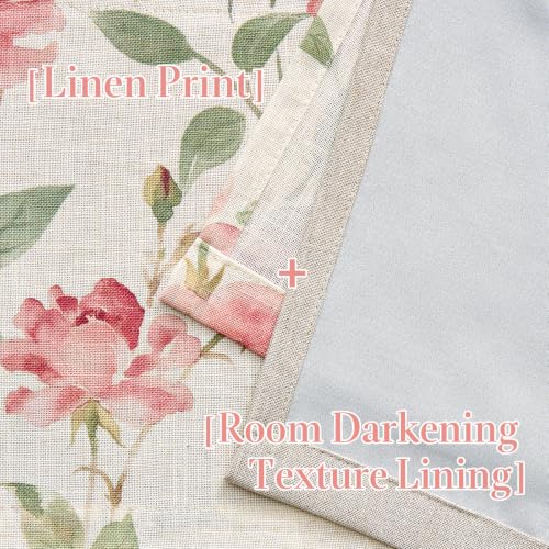 jinchan Blushfield Floral Linen Double Layer Cafe Curtains 16 Inch 1 Panel - color: Pink, size: 50"W x 16"L (Pack of 1)