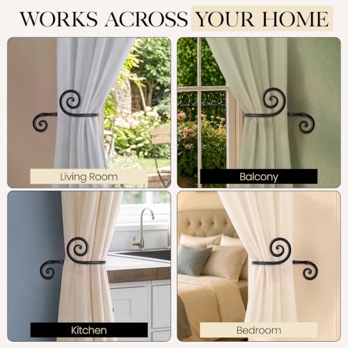RTZEN Metal Curtain Tiebacks, Drapery Holders for Wall, 2 Pcs - size: Large, style: Swirly