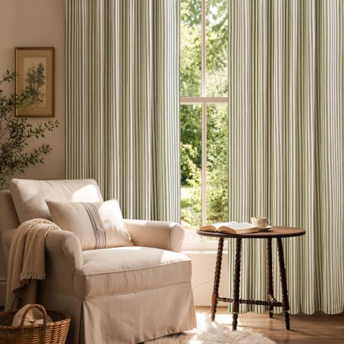 jinchan Linen Blackout Curtains Back Tab 84 Inch 2 Panels Striped Green - color: Green Stripe Lined, size: 50"W x 84"L (Pack of 2)