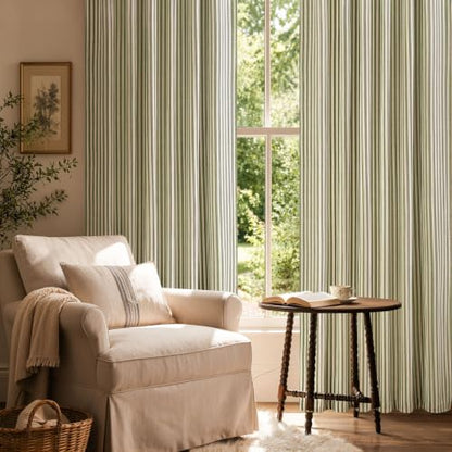 jinchan Linen Blackout Curtains Back Tab 84 Inch 2 Panels Striped Green - color: Green Stripe Lined, size: 50"W x 84"L (Pack of 2)