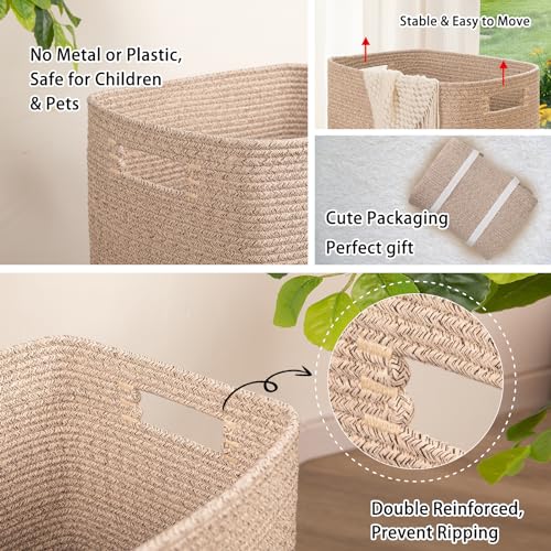 OIAHOMY Laundry Hamper Laundry Basket Cotton Rope Storage Baskets Brown - color: Brown variegated