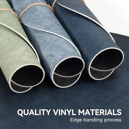 NCUE 13" Faux Leather Round Placemats Set of 4, Reversible Dual-Color - color: Deep Gray Navy Blue