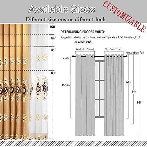 VOGOL Simple Chenille Jacquard Sheer Window Elegance Curtains/Drapes/Panels/Treatments for Bedroom Living Room, 54 x 96, Top Grommets(2 Panels) - color: Coffee-sheer, size: 54"W x 96"L (Pack of 2)
