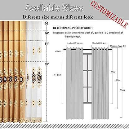VOGOL Simple Chenille Jacquard Sheer Window Elegance Curtains/Drapes/Panels/Treatments for Bedroom Living Room, 54 x 96, Top Grommets(2 Panels) - color: Coffee-sheer, size: 54"W x 96"L (Pack of 2)