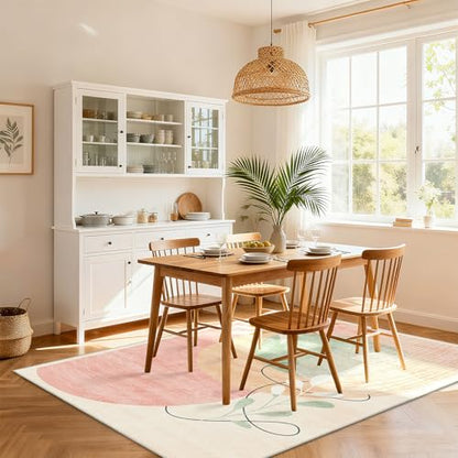 MUJOO 5x7 Area Rugs Washable Low Pile Non Slip Mid Century Modern Large - color: Pink（modern）, size: 5' x 7' (Rectangular)