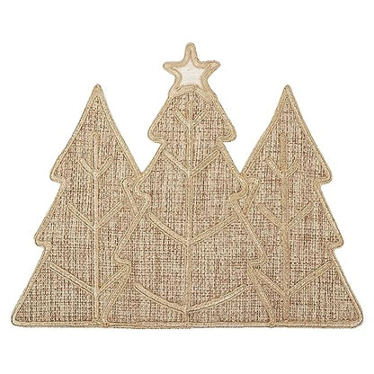 Feuille Burlap Farmhouse Winter Placemats Set of 4 Christmas Tree Holiday Placemats for Table Decorations - style: Christmas Tree