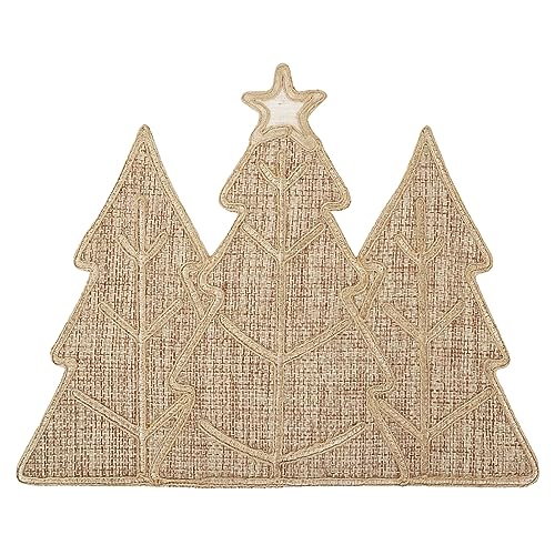 Feuille Burlap Farmhouse Winter Placemats Set of 4 Christmas Tree Holiday Placemats for Table Decorations - style: Christmas Tree