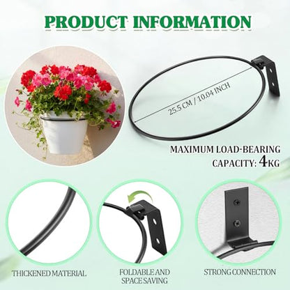 Menkxi Flower Pot Holders Wall Mounted Metal Plant Ring, 6 Pcs, 10 Inch - size: 10 Inch