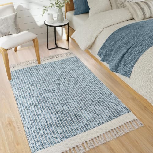 Lahome Boho Bathroom Rugs, 3x5 Washable Area Rug for Kitchen Bedroom Entry - color: Blue/Multi, size: 3' x 5' (Rectangular)