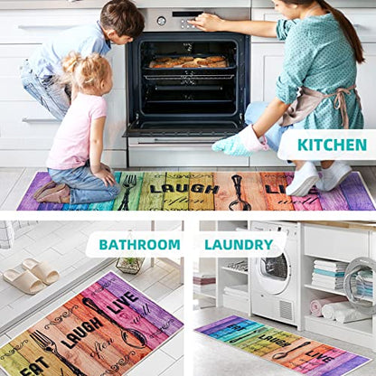 Carvapet Kitchen Floor Mat 2 Piece Set, Farmhouse Mats for Floor, Rainbow - color: Rainbow