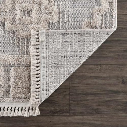 Hauteloom Aria Living Room, Bedroom Area Rug - Medallion Diamond Geometric Border Distressed - Bohemian Transitional Tribal Boho Traditional - Charcoal, Cream, Beige, Gray, Light - 2'7" x 4' - color: Charcoal, Cream, Beige / Ampusungan, size: 2'7" x 4' (R
