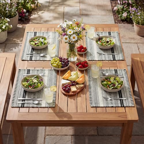 Artoid Mode Black Woven Braided Stripe Placemats Set of 4-12x18 Inch - color: Black, size: 12" x 18", 4 Pcs