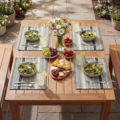 Artoid Mode Black Woven Braided Stripe Placemats Set of 4-12x18 Inch - color: Black, size: 12" x 18", 4 Pcs