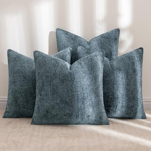 MIULEE Soft Decorative Chenille Pillow Covers Navy Blue 18x18 Pack of 4 - color: Navy Blue, size: 18" x 18" (Pack of 4)